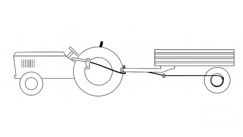 LEVA DI TRAINO PER IL FRENO A MANO DEL RIMORCHIO COMPLETA DI CAVO IN ACCIAIO DI 2,3 METRI