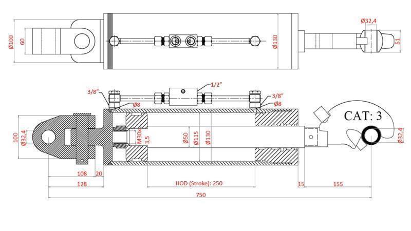 ESTRATTORE IDRAULICO SPECIALE - 4° CLASSE 115/50-250 (90-250HP)(32.4mm)