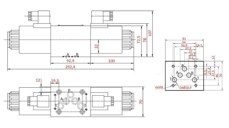 HYDRAULISK ELEKTROMAGNETISK VENTIL KV-4/3 CETOP 5 12/24/230V N3