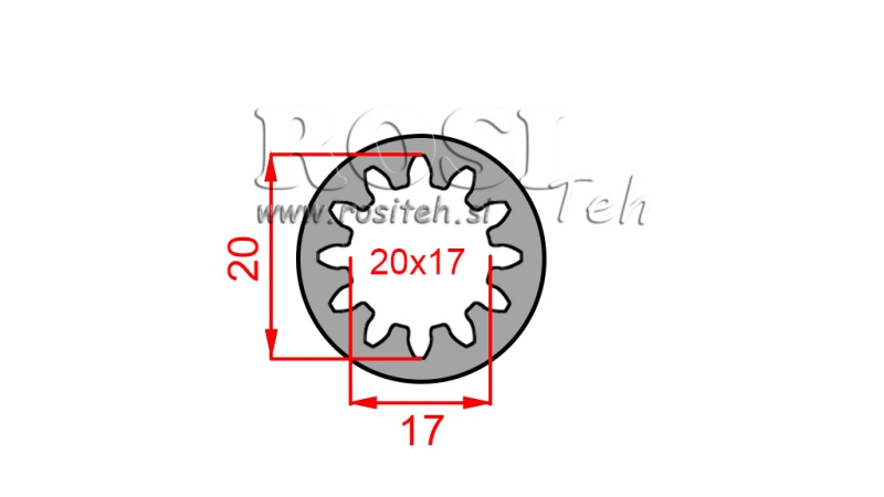 KARDANADAPTER PUKS 20x17 (12 SOONT) (55 mm)