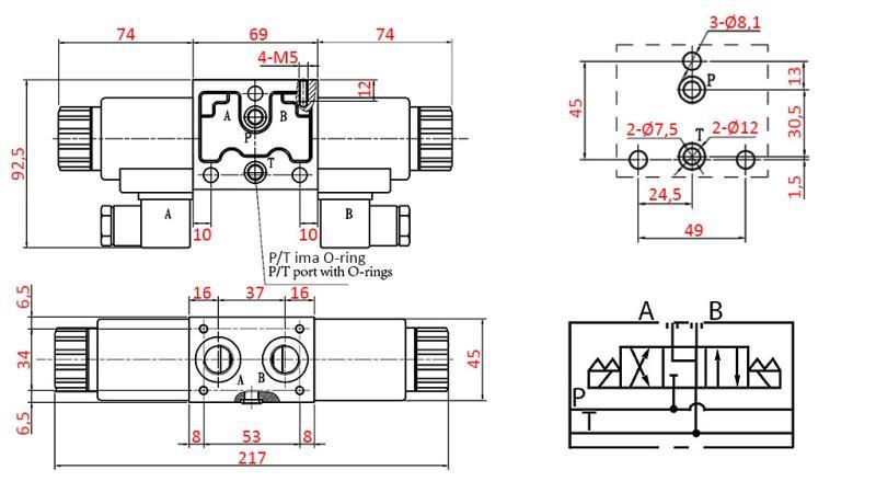 HYDRAULISK ELEKTROMAGNETISK VENTIL YEAT-MONTERING 12V N6