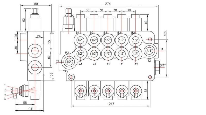 HYDRAULISK VENTIL 5xP80