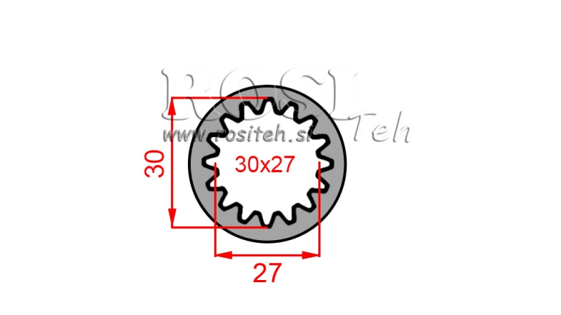 KARDANADAPTER HYLSE 30x27 (16 SPLINES) (50 mm)
