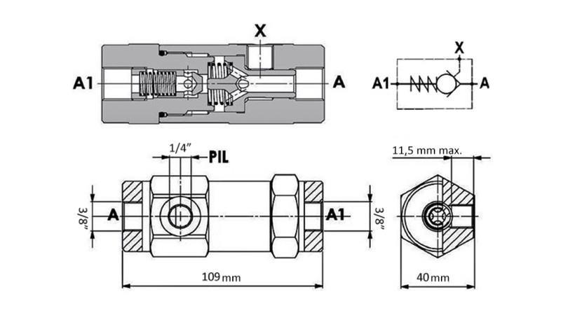 VENTILBLOCK VBPDE 3/8 SD ENKEL VERKANDE MED PILOT