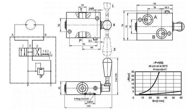 VALVA MANUALA PENTRU HIDROMOTOR MP-MR-MH CENTRU DESCHIS - 50lit