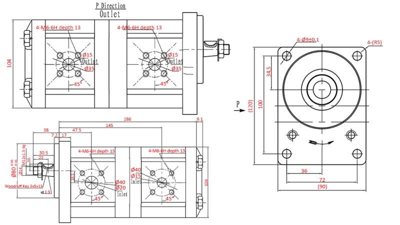 HÜDRAULILINE PUMP TRAKTORILE - 22A16X158/6.3X161 