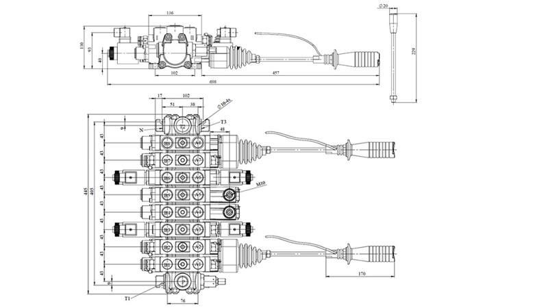 VALVĂ HIDRAULICĂ HIAB 8xPC70 2x JOYSTICK - CONTROL ELECTRIC 12V