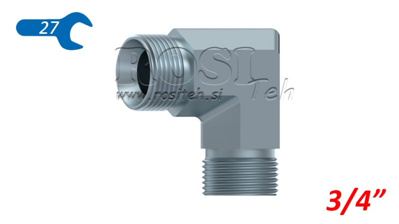 ХИДРАВЛИЧЕН ЛАКЪТ 90° BSP КЪС МЪЖКИ-МЪЖКИ 3/4