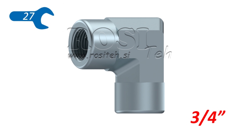 GOMITO IDRAULICO 90° CORTO FEMMINA-FEMMINA 3/4