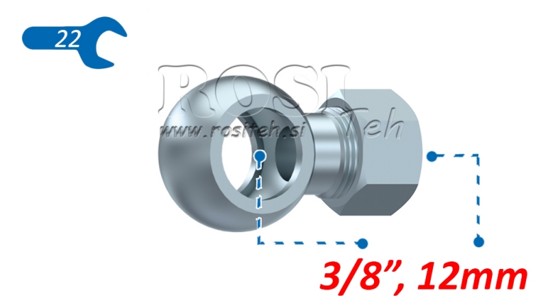 METALLROHR-BANJO 3/8 MIT MUTTER