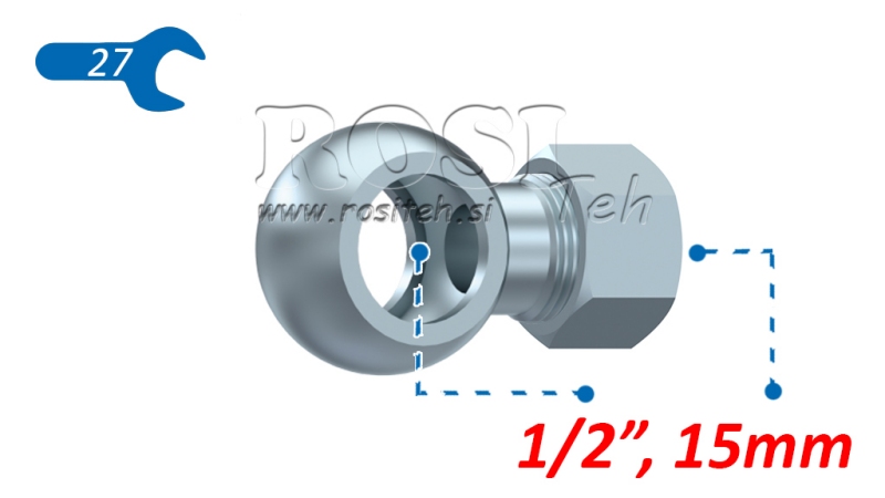 METALLROHR-BANJO 1/2 MIT MUTTER