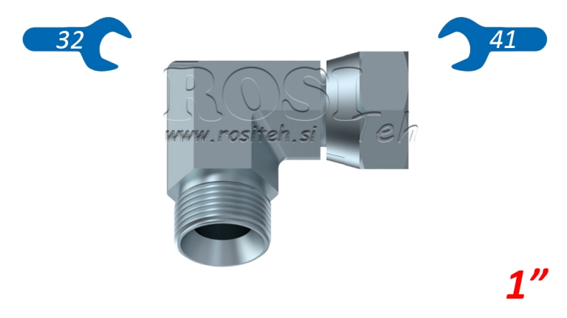 HYDRAULIK KNIE 90°BSP KURZ DREHENDE MUTTER-MÄNNLICH 1