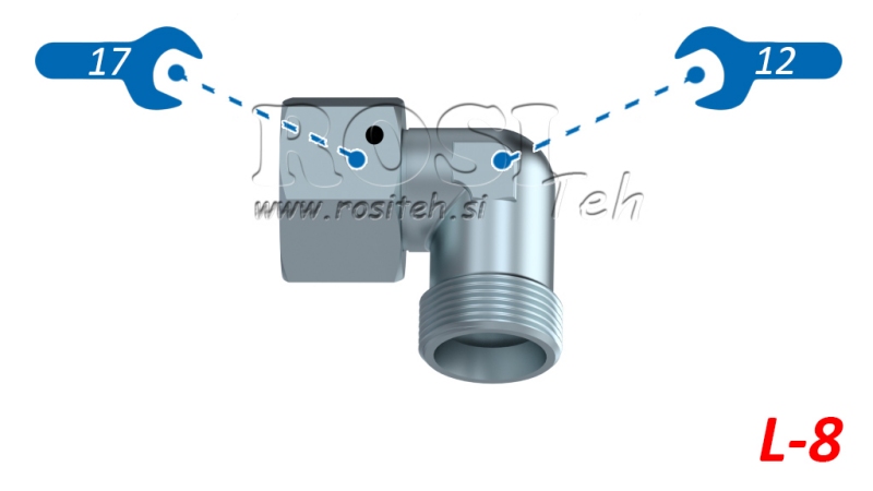 HYDRAULISK 90° VINKEL L-8 MED SVINGMUTTER M14X1,5