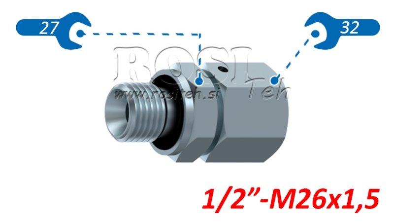 HYDRAULISK INNSKRUDD ADAPTER AOVR ED BSP 1/2-(18L) M26X1,5