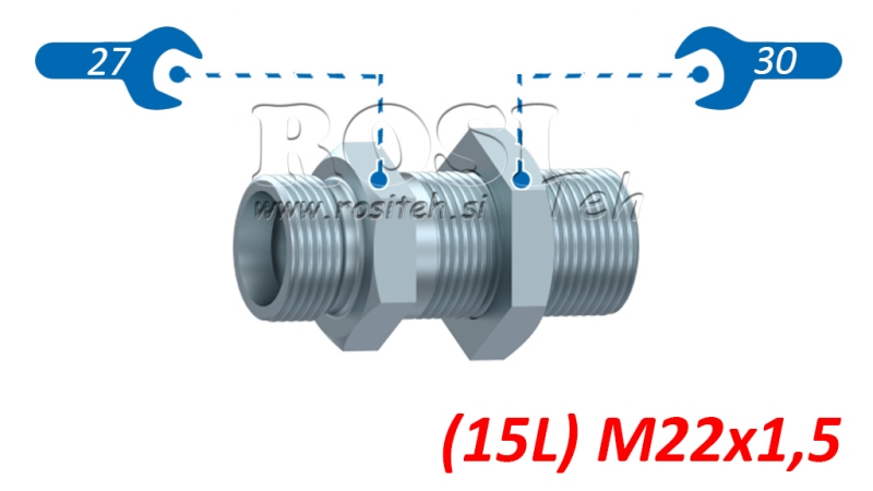 HYDRAULISK GJENNOMFØRING DOBBEL KOBLING (15L) M22X1,5