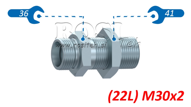 HYDRAULISK GJENNOMFØRING DOBBEL KOBLING (22L) M30X2