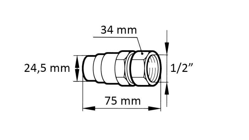 RASK KOBLING GRAVEMASKIN FFH HAN 1/2