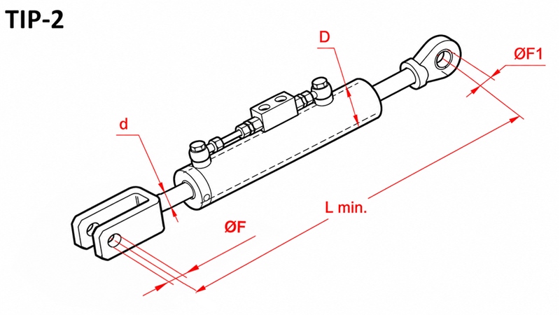 SEITLICHE HUBSTREBENVERSTELLUNG - CASE-IH 80/40min.550 tip (2) fi 25,4/25,4