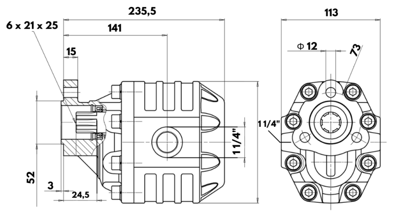 POMPĂ HIDRAULICĂ DIN FONTĂ UNI40-151CC-190 BAR STÂNGA