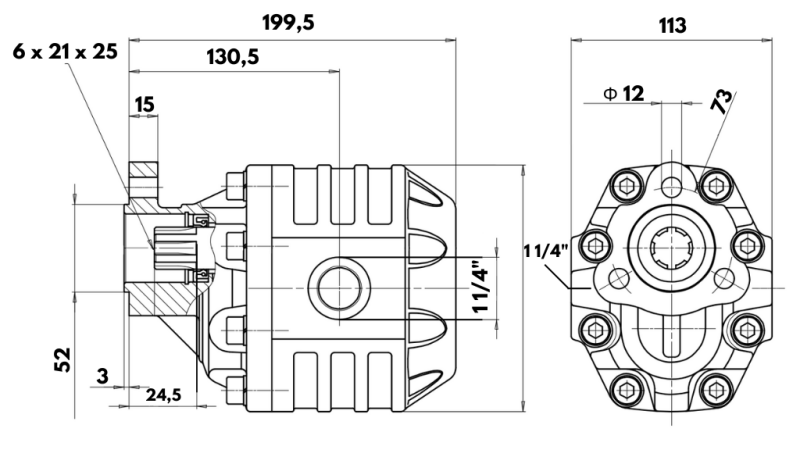 ХИДРАВЛИЧНА ЧУГУНЕНА ПОМПА UNI40-87CC-220 BAR ЛЯВА