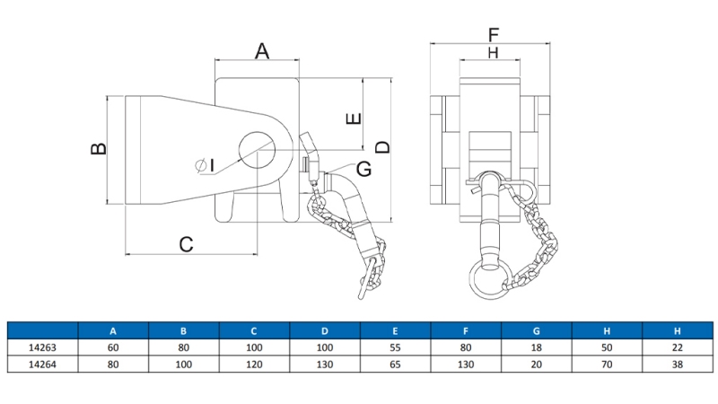 SOPORTE DE HORQUILLA PARA CAISSON VOLQUETE 80X100MM ECO