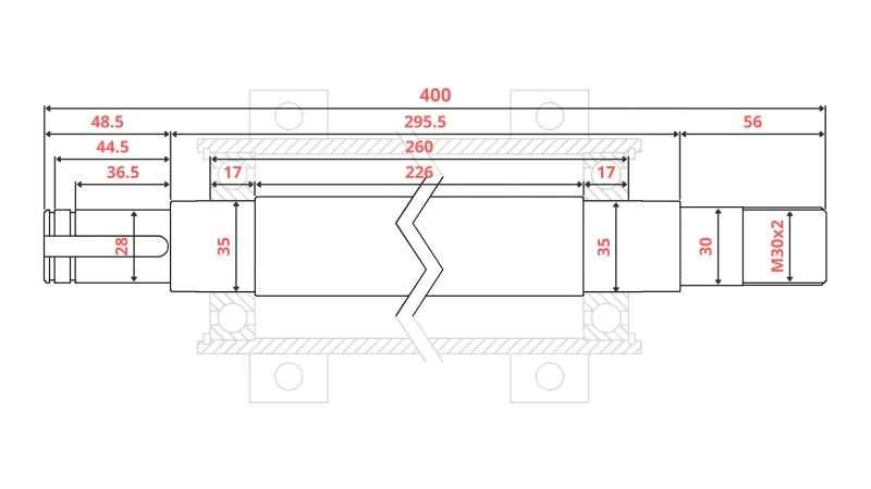 LIATINOVÝ HRIAD OKRÚHLEJ PÍLY 400MM (PRAVÝ ZÁVIT)
