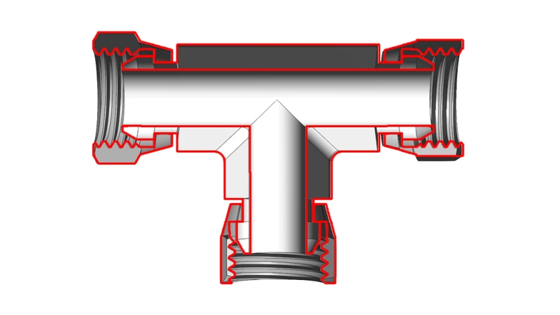 HYDRAULISK T-STYKKE MED SVINGMUTTER BSP 1/4