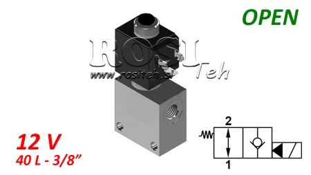 2 wegeventil 3/8 (NO) 12V - 40lit