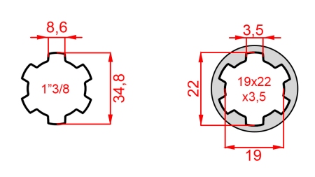 ADAPTER P.T.O. 13/8 19x22x3.5 10 zębów