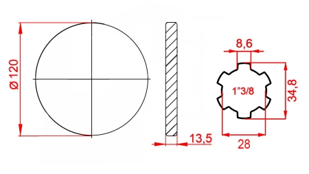 KARDÁN ADAPTER KARIMÁVAL 1-3/8 (125 mm)