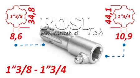 KARDANOVÝ ADAPTÉR S ČAPOM Z 1-3/4 NA 1-3/8 (165 mm)