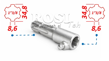 P.T.O. ADAPTERIS SU PINU nuo 1”3/8 iki 1”3/8
