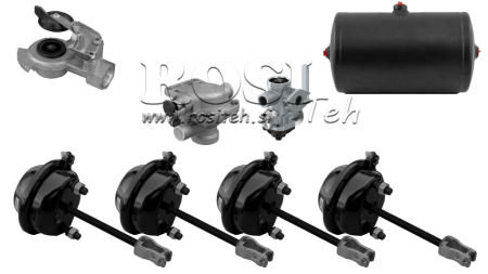 SET DE FRÂNE AERIANE PENTRU REMORCĂ SISTEM COMPLET CU CIRCUIT SINGUR 4 CILINDRI