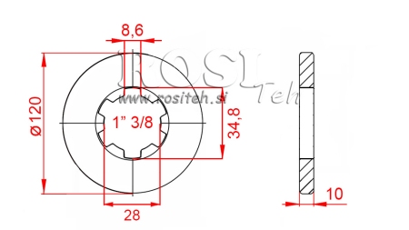 KARDANADAPTER MED FLENS OG PINNE 1-3/8 (80 mm)