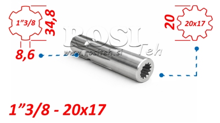 ADAPTER KARDANA Z 20x17 (12 WPUSTÓW) NA 1-3/8 (120 mm)