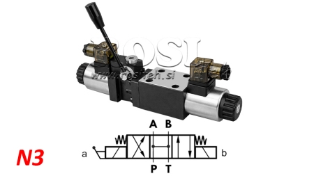 HYDRAULISK HÅND OG ELEKTROMAGNETISK VENTIL CETOP 12/24/230V N3