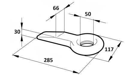 GANCIO DI TRAINO FISSO FI50 66x30 L285 - 14000KG/2000KG