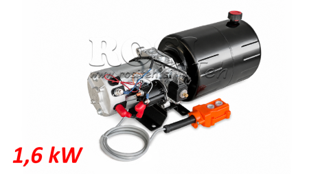 MINI HYDRAULISK POWER-PACK 12V DC - 1.6kW = 2.1cc - 8 liter - enfase enhet (metall)