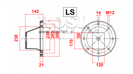 HYDRAULICZNA FLANŻA - DZWON LS300 (EM5,5-9KW/GR2)