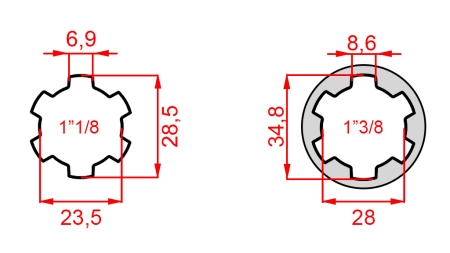 KARDÁN ADAPTER 1-1/8-RŐL 1-3/8-RA (140 mm)