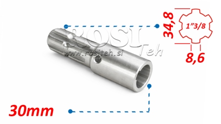KARDANOVÝ ADAPTÉR 1-3/8 - OTVOR fi 30 mm (145 mm)