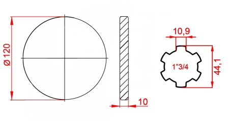 P.T.O. ADAPTER MED FLANGE 1 3/4 L120