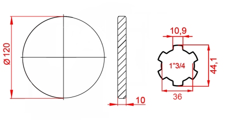 KARDANADAPTER MED FLANGE 1-3/4 (120 mm)
