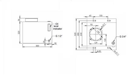 CUTIE REZERVOR METALIC PP 15 LITRI ORIZONTAL-VERTICAL - dimensiuni