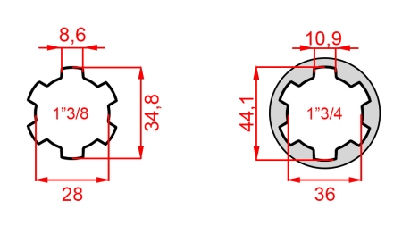 KARDÁN ADAPTER 1-3/4-RŐL 1-3/8-RA (165 mm)