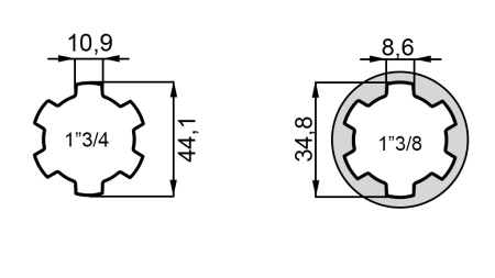 P.T.O. ADAPTER 1''3/4 til 1''3/8