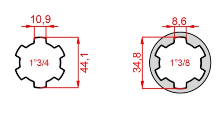 ADAPTER P.T.O. 1''3/4 do 1''3/8