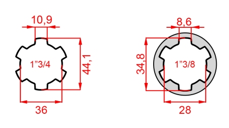 KARDÁN ADAPTER 1-3/8-RŐL 1-3/4-RE (150 mm)