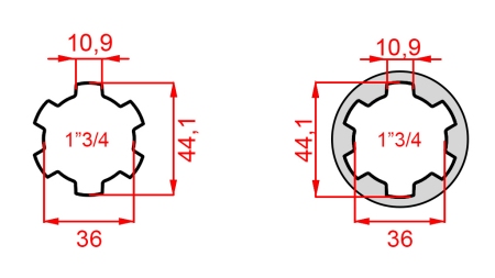 KARDÁN ADAPTER 1-3/4-RŐL 1-3/4-RE (165 mm)