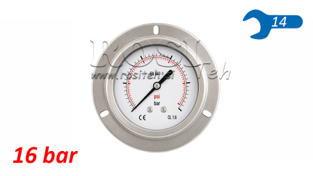 MANOMETER DN63 BAK 0 - 16 BAR - 1/4